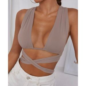 Criss cross tie back crop top